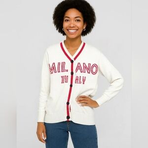 Cream and Red Milano Italy Sweater